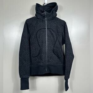 Lululemon Women’s Scuba Hoodie Jacket Floral Print Charcoal Black Size 8
